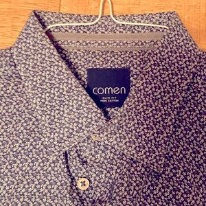 Gorgeous Blue Pattern Comen Dress Shirt.